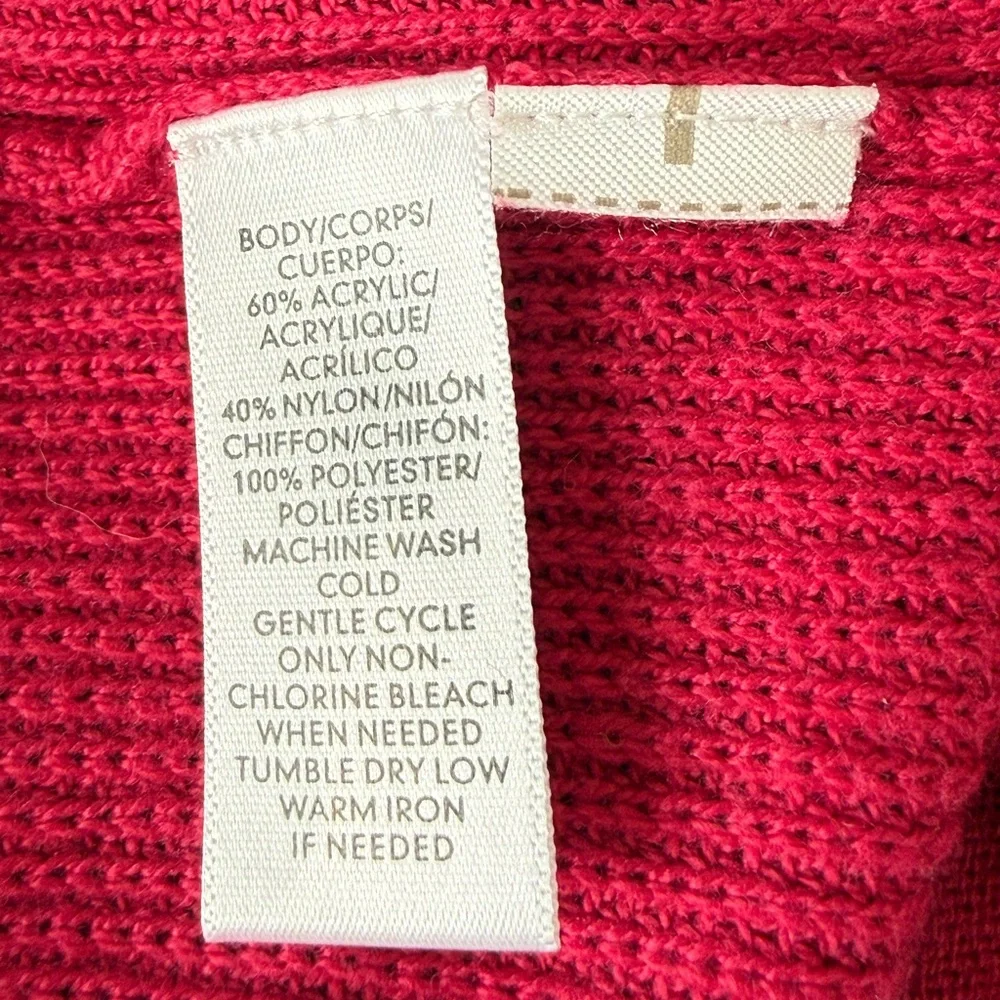 Beautiful Loft Pink and White Layered Chiffon Sweater - Picture 6 of 10